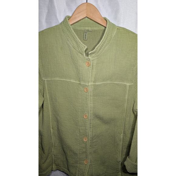 Focus Womens Green Textured Knit Jacket Sz S Button Up Long Sleeve Cardigan Boho - Picture 2 of 7